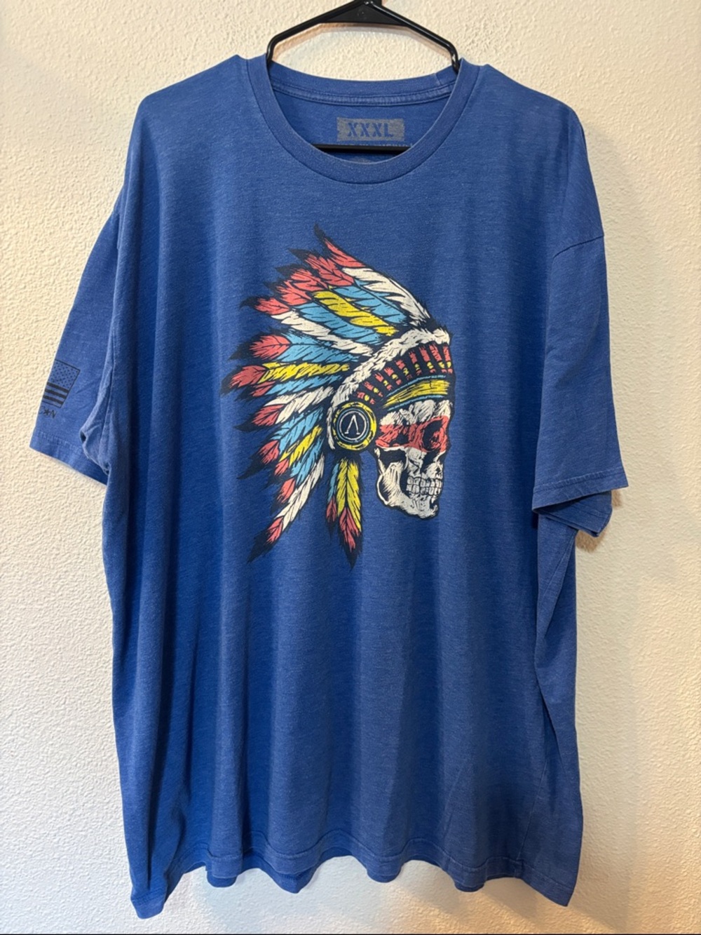 Built in America Blue Graphic Skull Headdress T-Shirt - Men